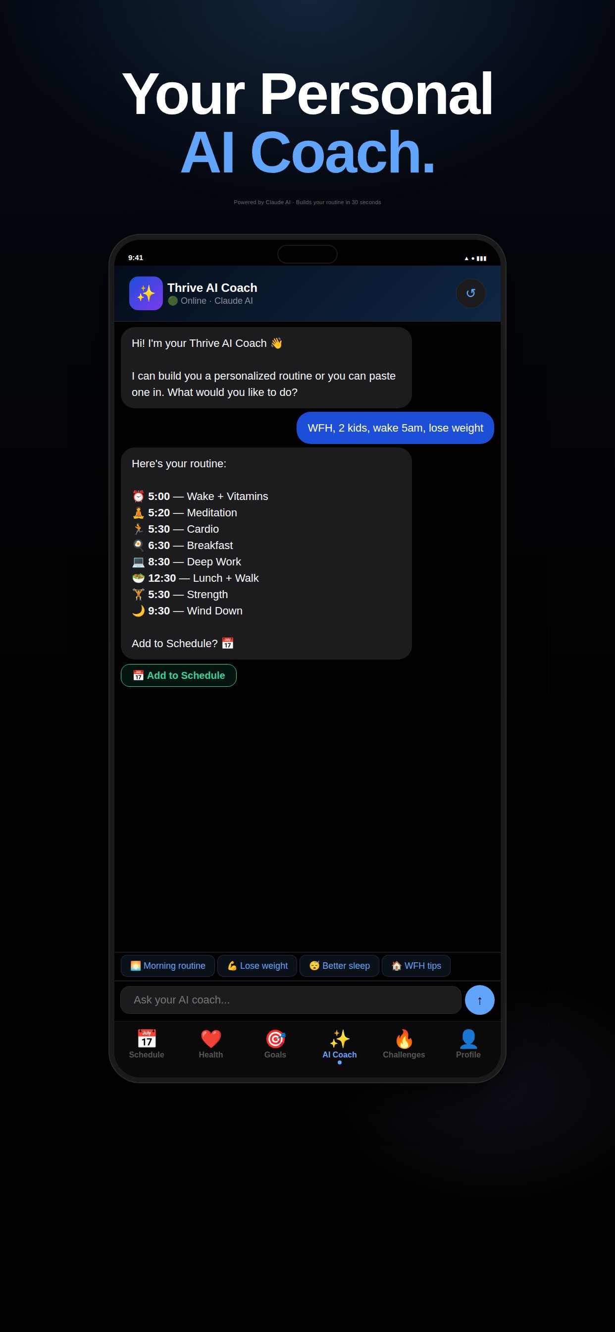 Thrive AI coach screen