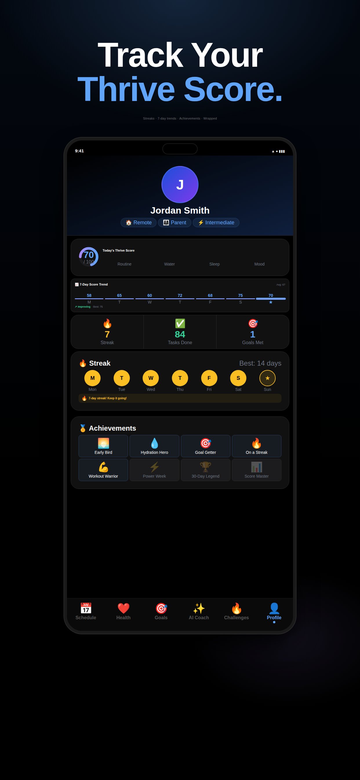 Thrive profile screen